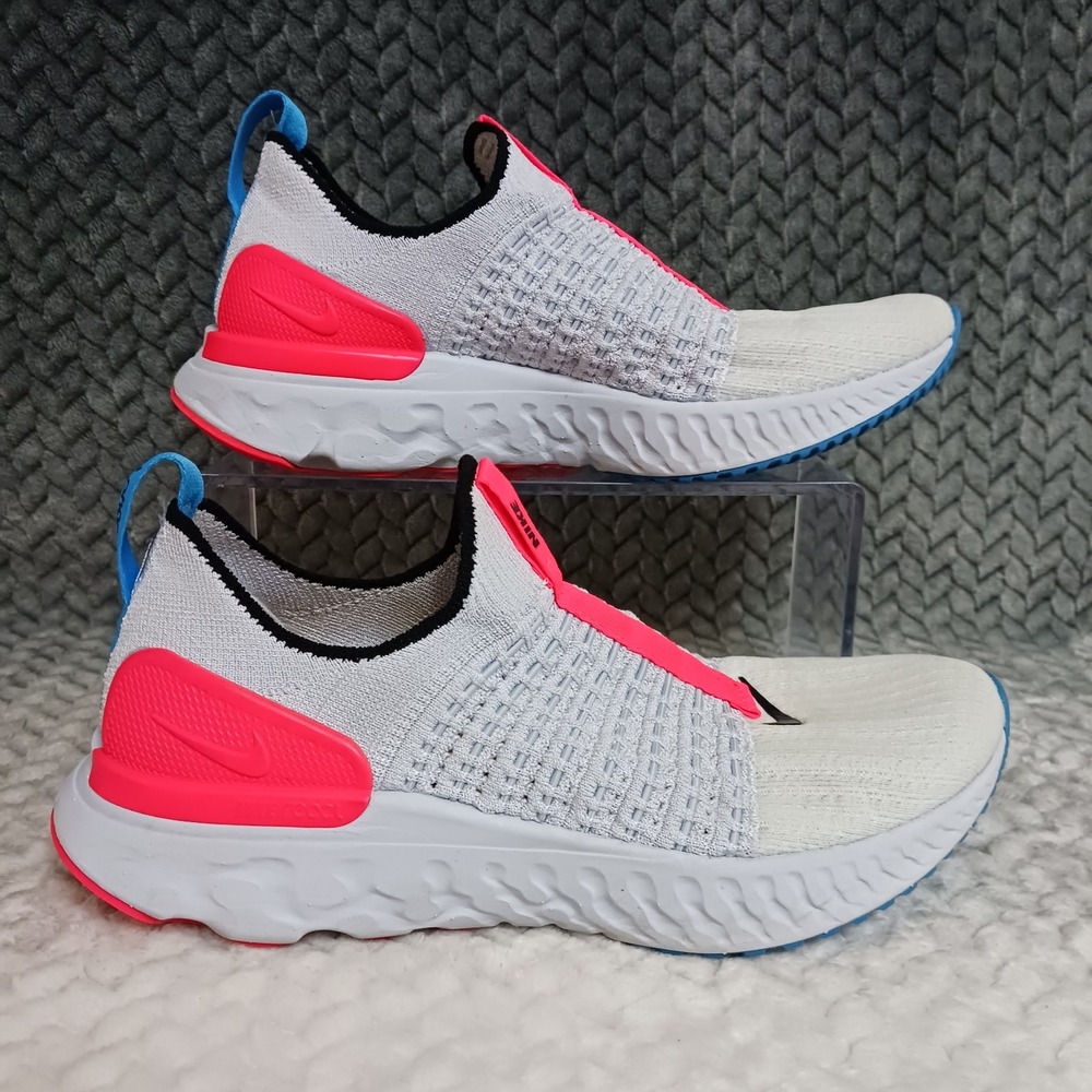 Nike React Phantom Run Flyknit 2 Grey Bright Crimson Women's Running Shoes Sz 7